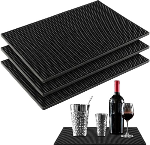 MUKSEUT 4 Pack 45x30cm (18x12 Inch) PVC Bar Mat, 1cm Thick Non-Slip Service Mat for Bartenders, Leak Proof & Easy to Clean for Home Bars, Coffee Shops, Restaurants & Kitchen Countertops