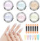 BOBOPACK Chrome Nail Powder, 6 Farben Cromepulver Nägel, Nail Art, Neonail Glassy Pearl Effect, Pigment für Nägel Geeignet für DIY Nageldekoration