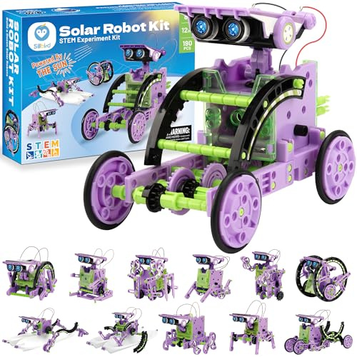Sillbird Robot Solar Juguete para Niños, 12 en 1 Kit de Construcción Robótica, Stem Juguete y Kit de Robótica, Regalo Cumpleaños Navidad para Niños 8-12 Años (190 Piezas)