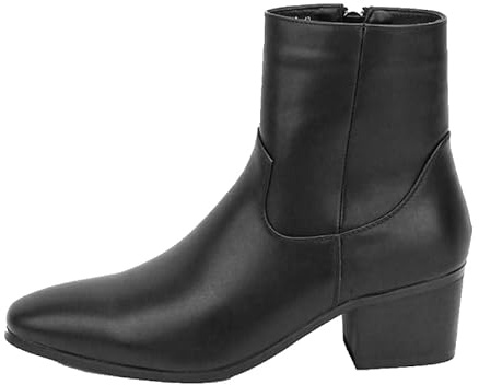 MGGMOKAY Botas Chelsea Para Hombre Cuero Zapatos De Vestir Tacón Alto Botas Con Cremallera,negro,42