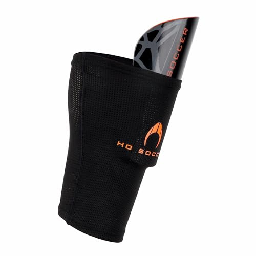 HO Soccer Espinillera con Media con Bolsillo ESKUDO Pro, Unisex Adultos, Negro/Naranja, S