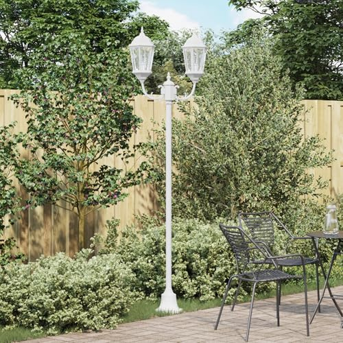 Générique Lampadaire de Jardin 2 Lampes E27 Blanc 220 cm en Aluminium,Maison & Jardin,Luminaires,Éclairage extérieur,Blanc,7.27 KG,42000343