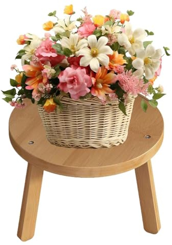 Pedestal elevador de taburete de flores | Taburete de madera para plantas - Pedestal de madera para plantas de 11.8 x 7.1 pulgadas | Añade versatilidad decorativa para casa de campo, sala de