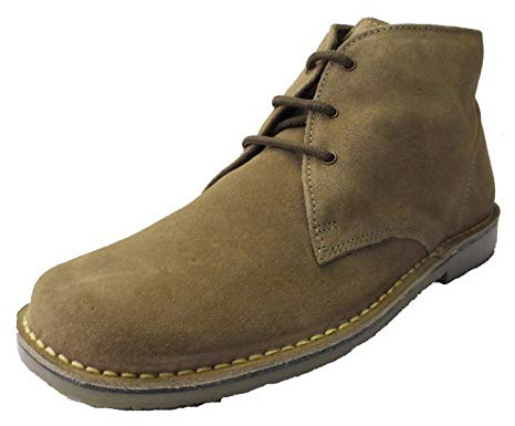Roamers Leonard Mens Square Toe Suede Leather Desert Boots Sand