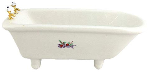 Dollhouse Miniature 1:12 Scale White Bathtub with Decal M0349tb