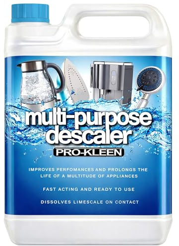 Pro-Kleen Descaler Liquid Multi-Purpose Descaler, Fast-Acting Concentrate & Dissolves Limescale, Optimises Performance & Prolongs Life of Coffee Machine, Kettle, Iron, Shower heads, Taps and More 5L