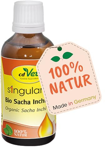 cdVet Prodotti naturali Singulari Sacha Inchi Olio 50 ml - Cane, Gatto - Integratore alimentare - Alta digeribilità - ricco di vitamina A+E - Omega 3, Omega 6, Omega 9 acidi grassi - 100% naturale -