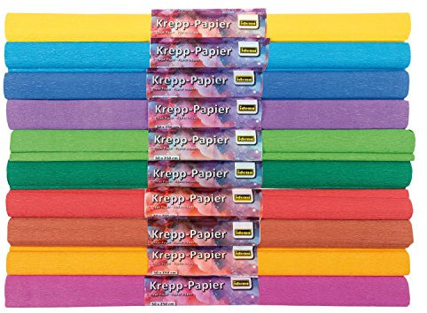 Idena 60016 Krepppapier, 50 x 250 cm, 10 Rollen, sortiert