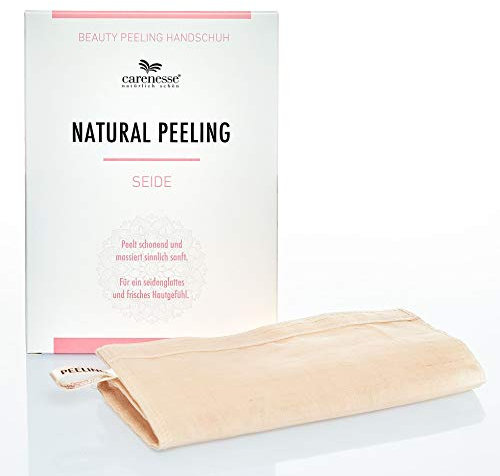 Carenesse Natural Peeling Peelinghandschuh Seide I Körperpeeling & Gesichtspeeling porentief I Hamam Seidenhandschuh natürlich effektiv I Exfoliating glove I Echte Kokon Seide ohne Chemie & Plastik
