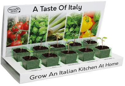 Pronto Seeds Grow Your Own Italian Style Herbs & Vegetables Kit - 5 Easy-to-Grow Seed Varieties - Indoor Gardening Gift Set - Sustainable Eco-Friendly Kit for Beginners