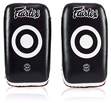 Fairtex Curved MMA Muay Thai Pads for Punching, Blocking, Kicking,Punch, Hitting |Light Weight & Shock Absorbent Boxing Mitts | Extra Padding for Sparring - Black/White (Long, Pair)