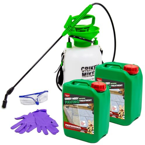 Crikey Mikey Professional Outdoor Treatment 10L Kit for Drives, Paths, Patios, Decking, Walls, Fences & Roofs - Remove Algae Lichen & Mould