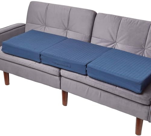 HOMESCAPES Coussin d’Assise pour canapé 3 Places, Coussin rehausseur déhoussable en Coton, Bleu Marine, 100 x 50 x 10 cm