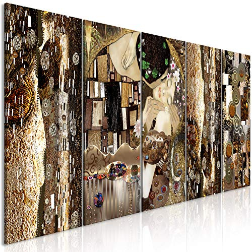 murando Cuadro Acústico Gustav Klimt espuma acústica absorbe el sonido aislamiento lienzo de 5 piezas Impresión Artística Decoración de Pared Beso Abstracto