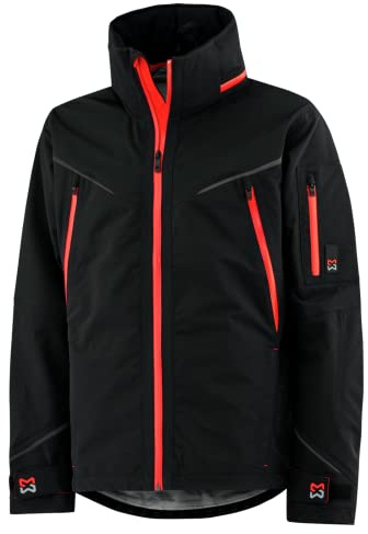 WÜRTH MODYF Winterjacke für Herren Hardshelljacke Performance in den Farben Schwarz & Rot – wetterfeste Jacke mit integrierter Kapuze – absolut wasserdicht -XL