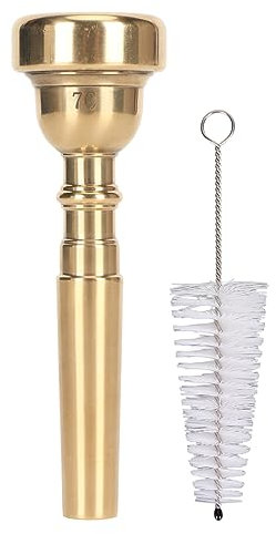 Trompetenmundstück, 7C Instrumentenmundstück, Gold Messing Trompetenspitze Reinigungsbürsten Set, Trompetenübungsmundstück mit Bürste Instrumente Mundstück für Musikliebhaber Musiker Anfänger