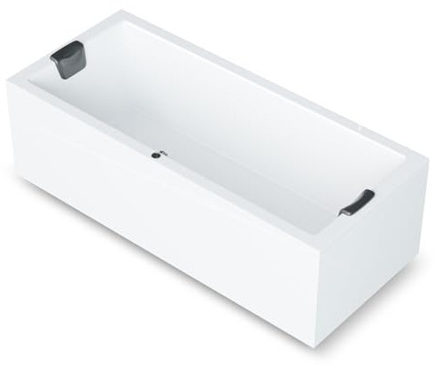AQUADE Acryl Badewanne 190x90 Modell: Ulm - Weiß Badewanne Komplettset 190x90 - Badewannen Mit Wannenfüßen + Schürze + Nackenkissen + Led