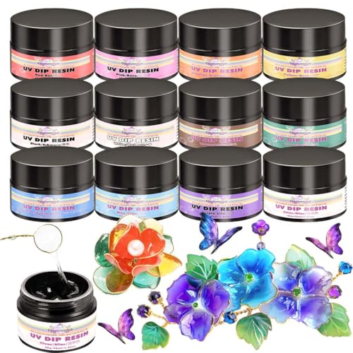 Colla per bricolage in resina UV per forme di filo, arte del filo, creazione di gioielli, 12 colori da 40 ml ciascuno