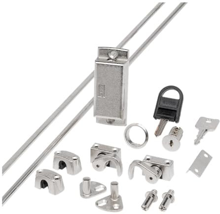 BURG Drehstangenschloss-Set mit Stangen, Schrankschloss, silber, Stangenschloss für Möbel & Schränke, Schloss für Flügeltüren - Made in Germany