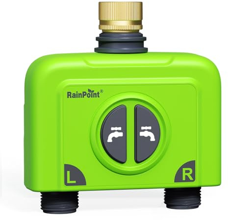 RAINPOINT WiFi Water Timer for Garden Hose, 2 Zone WiFi Sprinkler Controller, Smart Hose Timer Valve, Automatic Drip Irrigation System/Rain Delay for Garden/Lawn/Yard (Brass Inlet, No Gateway)