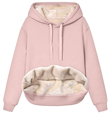Veste en fausse fourrure pour femme - Sweat à capuche doublé en polaire - Hiver - Velours - Chaud - Col en V - Manches longues - Sous-vêtements - Hauts - Blouse - Vêtements pour femmes -
