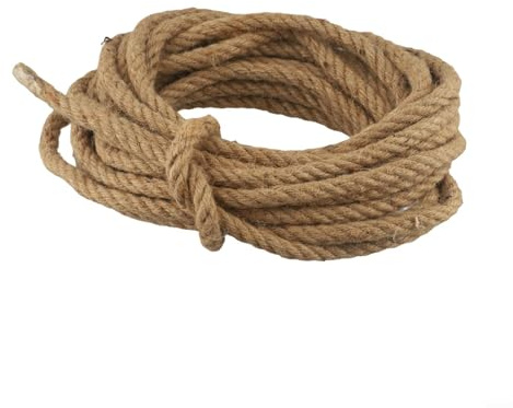 Yhenlovtt Cuerda de yute natural de 12 mm – 10 m de cuerda de cáñamo para manualidades, embalaje, jardinería y proyectos de bricolaje – Cuerda de arpillera marrón para el hogar