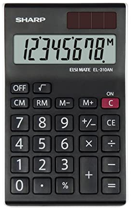 Sharp EL-310ANWH Office-Calcolatrice da scrivania, colore: nero/bianco