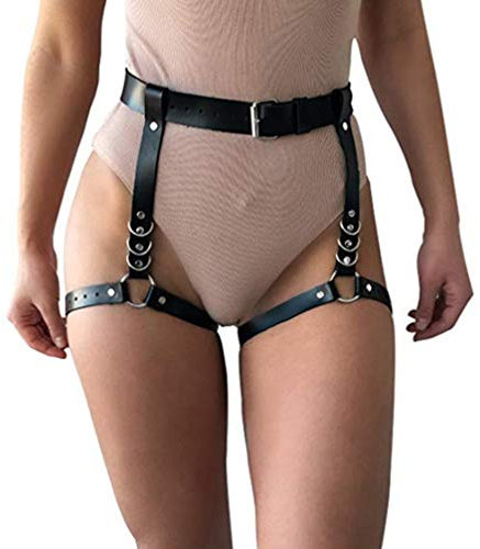Milisten 1Pc Bein Strapsgurt Flexibel Einstellbar PU-Leder Robuste Punk Strapsgürtel Taille für Cosplay Show Punk Rock