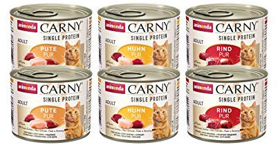 Carny Katzen Nassfutter Single Protein Mix Pur (6 x 200g), Katzen Nassfutter mit nur einer Proteinquelle von animonda, Katzenfutter für ausgewachsene Katzen