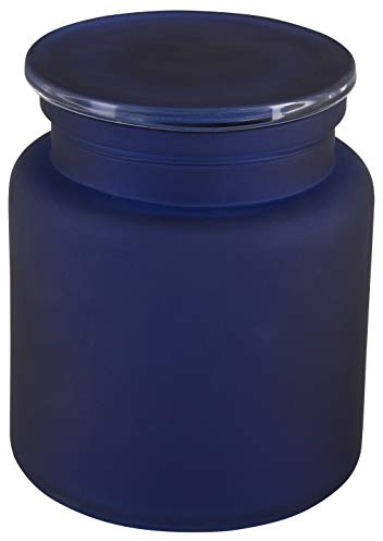 Spirella Universaldose Yoko Kosmetikdose, Wattedose, Aufbewahrung Bad, Glas, 10,2 x 12 cm, Blau