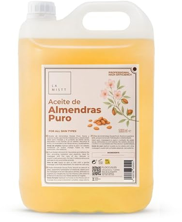 Aceite de Almendras Dulces 100% Puro 5L | Apto para Todo Tipo de Pieles | Aceite de Masaje Profesional | Sin Parafina ni Colorantes