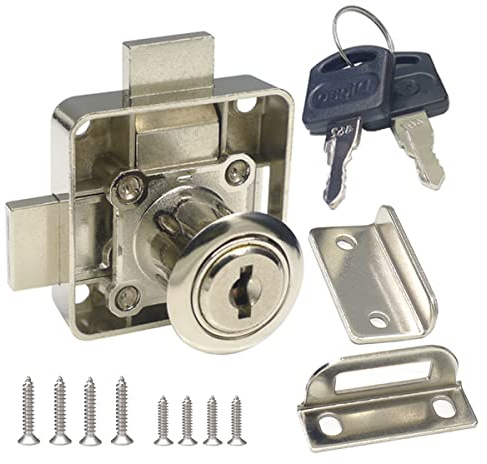 Double Door Lock Cabinet Drawer Lock Safety Lock [Keyed Alike] Double Deadbolt-Door Lock [Installation on The Right Side Door]. Drilling Diameter 3/4/19mm for (3/5-/15mm -7/8-/22mm) Door Panels