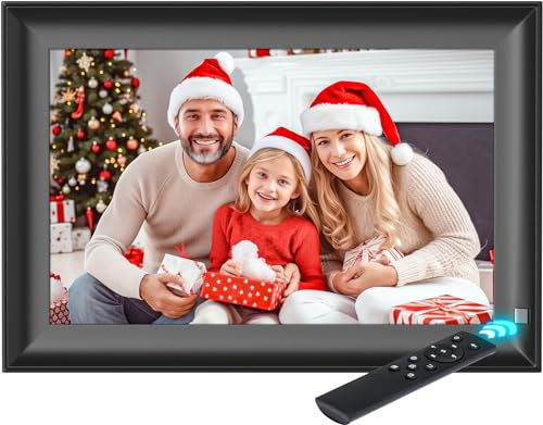 OBVHNUA 10,1 Digitaler Bilderrahmen 128 GB Elektronischer Fotorahmen 1280 * 800 IPS-Bildschirm mit Fernbedienung Foto Musik Video Player Kalenderfunktion, USB- oder SD-Karte, Wandmontierbar