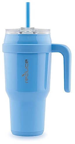 Reduce Cold1 300ml Tumbler with Handle - Vacuum Insulated Stainless Steel Water Bottle for Home, Office or Car, Reusable Mug with Straw or Leakproof Flip Lid, Keeps Drinks Cold Whole