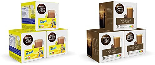 Dolce Gusto NESCAFÉ NESQUIK- x3 pack de 16 cápsulas - Total: 48 cápsulas & NESCAFÉ Café con Leche Intenso - x3 pack de 16 cápsulas - Total 48 cápsulas