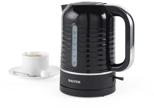 Salter EK5572BLK Oscuro Kettle - 1.7 Litre Capacity 360° Swivel Base, Boil Dry Sensor, Auto Shut Off, Limescale Filter, LED Illumination, Colour Indicator, Stylish Design, Modern Finish Black 3000W