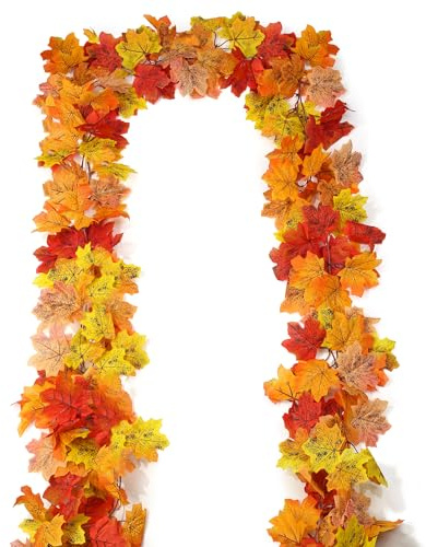 SITUMEIZI 2 Pack Fall Garland 13Ft Fall Leaf Garland for Thanksgiving Fireplace Party Decor Autumn Leaves Garlands for Autumn Decorations