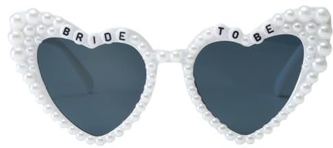 Long Keeper Gafas de Sol Corazon con Perlas Gafas de Corazon Boda Novia Gafas de Sol Despedida de Soltera Gafas Fiesta Bride To Be Accesorios Moda UV400