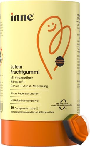 inne Lutein Fruchtgummis - ab 3 Jahren - Vitamin Gummibärchen Kinder - Multivitamin Gummies - Nahrungsergänzungsmittel mit Vitamin A & E - unterstützt die Augen - Beerengeschmack (30 Fruchtgummis)