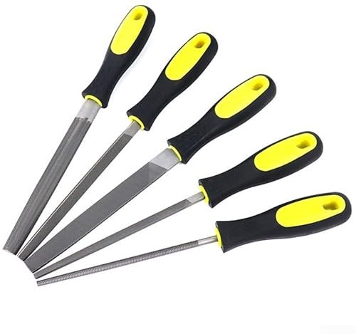 Lecreatekit Juego de limas de aleación de acero de 6 pulgadas para carpintería de dientes medianos planos, redondos, semicirculares, triangulares y cuadrados para tallado de metal (redondas)