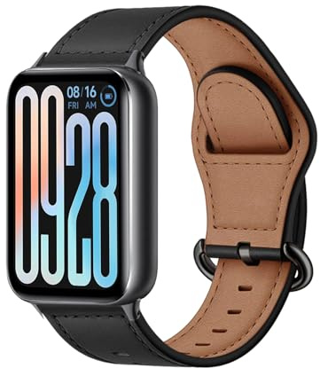MiRowy Läderklockarmband, herr och dam läderarmband, ersättningsarmband, Xiaomi Band 8 Pro/Xiaomi Band 9 Pro, Läder, Ingen ädelsten