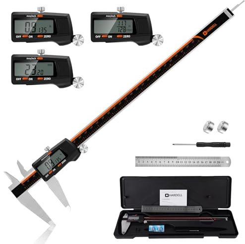 HARDELL Digital Vernier Caliper, 6 Inch Stainless Steel Caliper Measuring Tool with Large LCD Screen (12 Inch/300 mm)