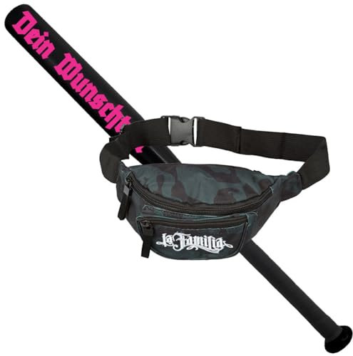 Spaß Kostet Sportset Baseballschläger mit WUNSCHTEXT deiner Wahl mit Tasche für Baseball in 5 Farben