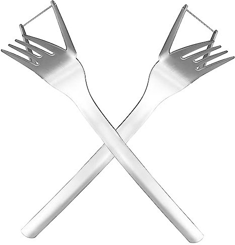 Alipis 2 Pezzi Forchetta Per Frutta Tazze Per Affettare Patatine Fritte Di Anguria Affettatrice Di Mele E Distributore Di Snocciolatori Grattugia Utensili Da Portata Per Uva Acciaio