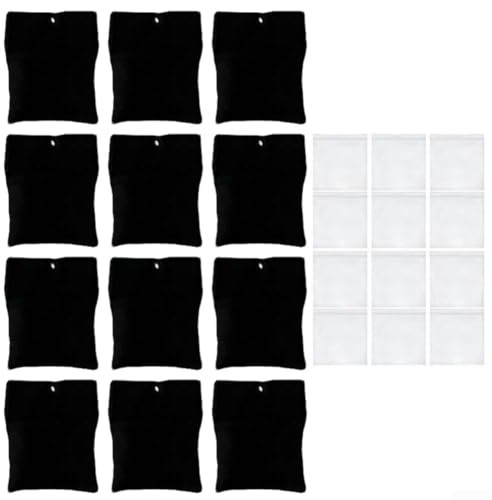 Lot de 12 Sacs pour Sable pour Rideaux d'Extérieur, Sac Auto-Adhésif Poids Lourds avec Clips, 425,2 g, Sacs Lestés Noirs pour Draps, Nappes, Draperies, Terrasse, Jardin