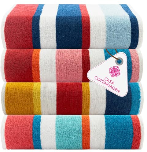 Casa Copenhagen Kit Cadeau 4 Serviettes Plage Coton 75x150cm,Multicolor | Bora Bora: 100 % algodón egipcio puro para playa, piscina y ducha (set de regalo para mujer y hombre)