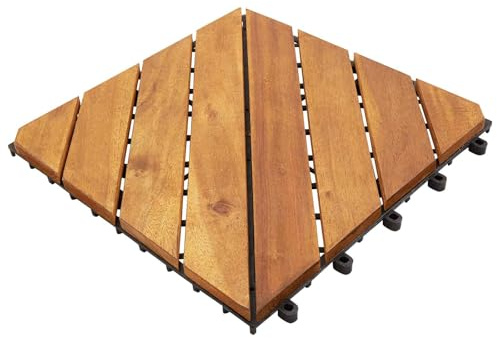 vidaXL Tile de Decking 10 pcs Marrón 30 x 30 cm Madera de Acacia, Suelo de acacia, baldosa cuadrada moderna, sala de estar, piso duradero, toque elegante en el diseño del hogar