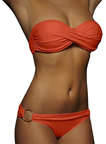 Maillots de Bain 2 Pièces Femme Été Push Up Bandeau Ensembles Bikini Set Plage Swimsuit Swimwear Beachwear