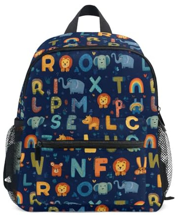 Kcldeci Toddler Backpack for Girls Boys Cute English Alphabet Kindergarten Elementary Preschool Kids School Bag Book Bag M