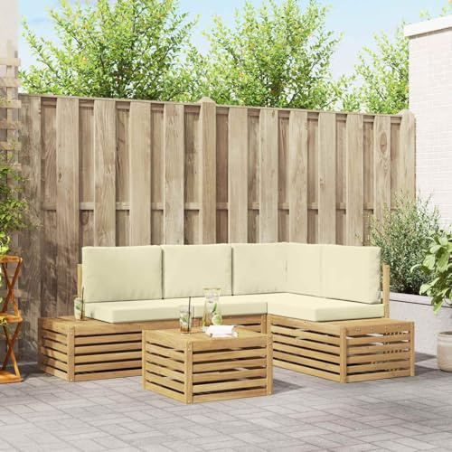LoogCape Outdoor Sofa Set with Cushion, White, 59 x 59 x 37 cm, Polyester Garden Sofa Element, Corner, Centre, Lounge, Couch, Seating Group, Module, Armchair, Stool, Weatherproof, Water-Repellent, for